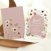 Dusty Pink Liebe in Bloom Wildblume Brautparty Einladung