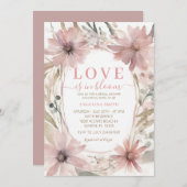 Dusty Pink Liebe ist in Bloom Brautparty Einladung (Vorne/Hinten)