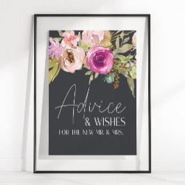 Dusty Pink Lila Blumenkarte & Geschenksign Poster