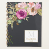 Dusty Pink Lila Floral Trendy Monogram Planer (Vorderseite)