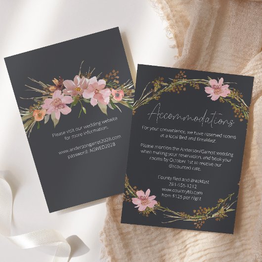 Dusty Pink Lila Floral Wedding Card Begleitkarte