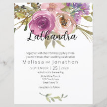 Dusty Pink Lila Floral Wedding Einladung