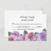 Dusty Pink Lila Floral Wedding RSVP Card (Vorne/Hinten)