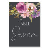 Dusty Pink Lila Floral Wedding Tischnummer (Rückseite)