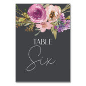 Dusty Pink Lila Floral Wedding Tischnummer (Vorderseite)