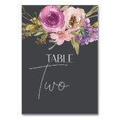Dusty Pink Lila Floral Wedding Tischnummer (Vorderseite)