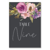 Dusty Pink Lila Floral Wedding Tischnummer (Vorderseite)