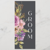 Dusty Pink Lila Floral Wedelstuhl Sign Menükarte (Vorderseite)