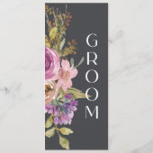 Dusty Pink Lila Floral Wedelstuhl Sign Menükarte (Rückseite)