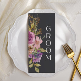 Dusty Pink Lila Floral Wedelstuhl Sign Menükarte