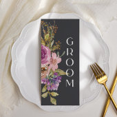 Dusty Pink Lila Floral Wedelstuhl Sign Menükarte