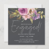 Dusty Pink Lila florale Kohle-Engagement Partei (Vorderseite)