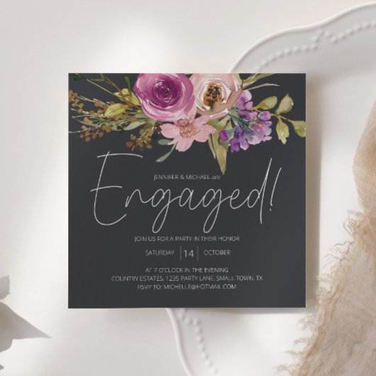 Dusty Pink Lila florale Kohle-Engagement Partei