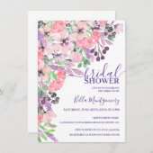 Dusty Pink Lila Wild Blume Brautparty Einladung (Vorne/Hinten)