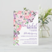 Dusty Pink Lila Wild Blume Brautparty Einladung (Stehend Vorderseite)