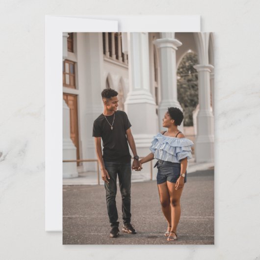 Dusty Pink Line Gezeichnet florale Foto Hochzeit Save The Date (Rückseite)