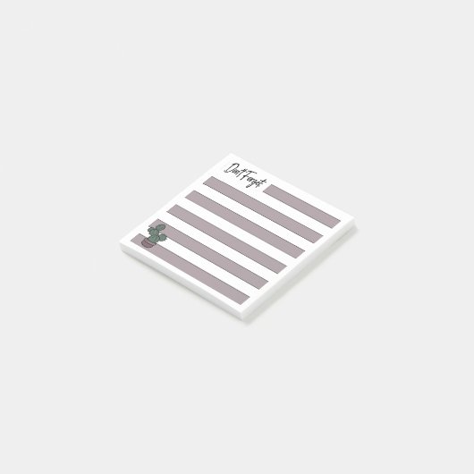 Dusty Pink | Lined | Potted Cactus - Post-it Klebezettel (angewinkelt)