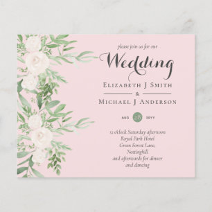 Dusty Pink Magnolia Sage Floral LOW BUDGET WEDING Flyer