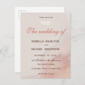 Dusty Pink Marble Script Calligraphy White Branch Einladungspostkarte (Vorne/Hinten)