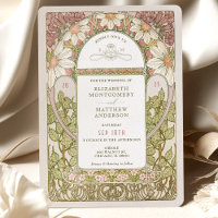 Dusty Pink Marguerite Daisy Wedding Art Nouveau