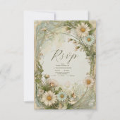 Dusty Pink Marguerite Daisy Wedding Art Nouveau RSVP Karte (Vorderseite)
