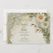 Dusty Pink Marguerite Daisy Wedding Art Nouveau Save The Date (Vorderseite)