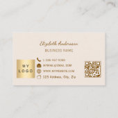 Dusty pink mauve cream qr code business logo treuekarte (Rückseite)