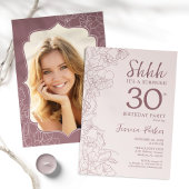 Dusty Pink Mauve Foto Überraschung 30. Geburtstag Einladung
