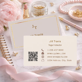 Dusty pink mauve neutral QR code Business Card Visitenkarte