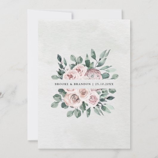 Dusty Pink Mauve Rose Floral Geometric Wedding Einladung (Rückseite)