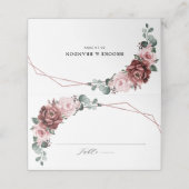 Dusty Pink Mauve Rose Floral Geometric Wedding Platzkarte (Außenseite Aufgefaltet)