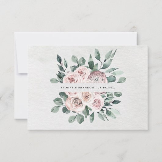 Dusty Pink Mauve Rose Floral Geometric Wedding RS RSVP Karte (Rückseite)