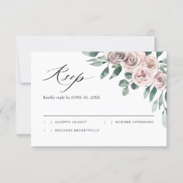 Dusty Pink Mauve Rose Floral Geometric Wedding RS RSVP Karte