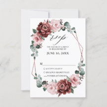 Dusty Pink Mauve Rose Floral Geometric Wedding