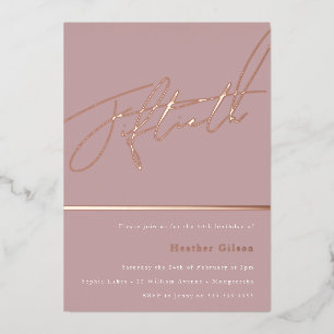Dusty Pink Mauve Rose Gold 50. Geburtstag Folieneinladung