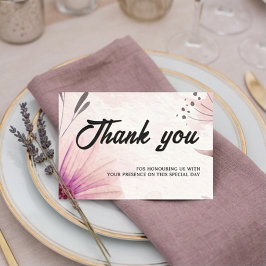 Dusty Pink & Mauve Watercolor Floral Wedding Dankeskarte