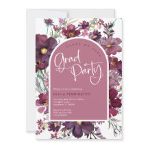 Dusty Pink Mauve Wildblumen Grad Party Einladung