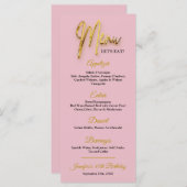 Dusty Pink Menu - 3d Gold Tex Minimalistisches Des Menükarte (Vorne/Hinten)