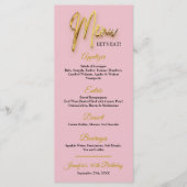 Dusty Pink Menu - 3d Gold Tex Minimalistisches Des Menükarte (Vorderseite)