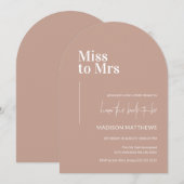 Dusty Pink Minimal Arch Miss Mrs. Brautparty Einladung (Vorne/Hinten)