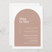 Dusty Pink Minimal Arch Miss Mrs. Brautparty Einladung (Vorne/Hinten)