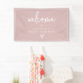 Dusty Pink Minimalistisch Boho Babydusche Begrüßun Banner (Insitu)