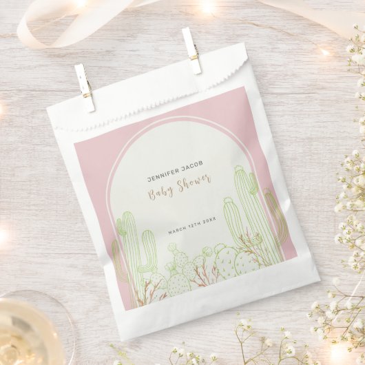 Dusty Pink Minimalistisch Boho Cactus Arch Baby Sh Geschenktütchen (Ausgeschnitten)