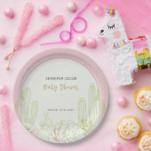 Dusty Pink Minimalistisch Boho Cactus Arch Baby Sh Pappteller (Party)