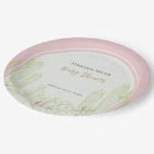 Dusty Pink Minimalistisch Boho Cactus Arch Baby Sh Pappteller (Schrägansicht)