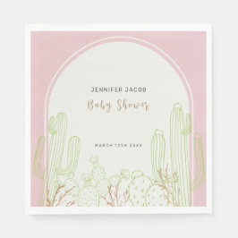 Dusty Pink Minimalistisch Boho Cactus Arch Baby Sh Serviette