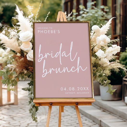 Dusty Pink Minimalistisch Bridal Brunch Willkommen Poster