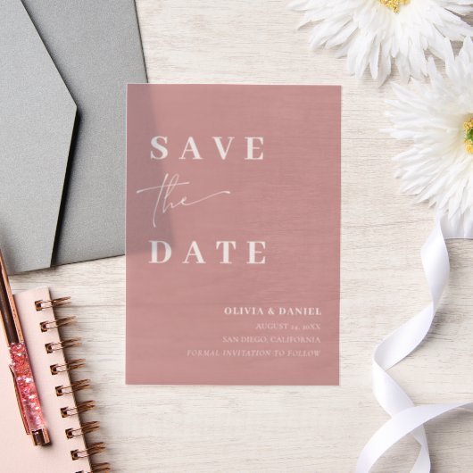 Dusty Pink Minimalistisch Elegant Save the Date Pergament Einladungen (Hochzeit)