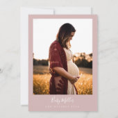 Dusty Pink Minimalistisch Modern Boho Babydusche Einladung (Rückseite)