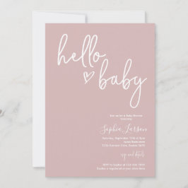 Dusty Pink Minimalistisch Modern Boho Babydusche Einladung